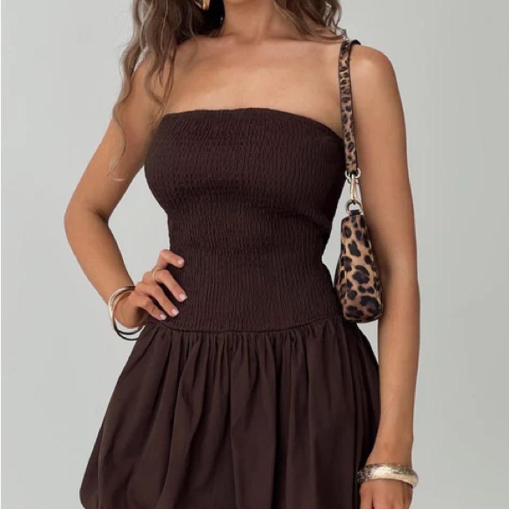 Princess Polly Strapless Smocked Brown Summer Dress